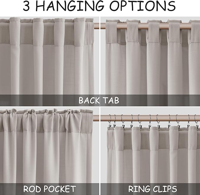Stone Grey Linen Curtains 112 Inches Long - Image 2
