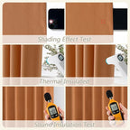 Guken Orange 100% Blackout Linen Curtains 120 Inch Length 2 Panels Set - Image 5