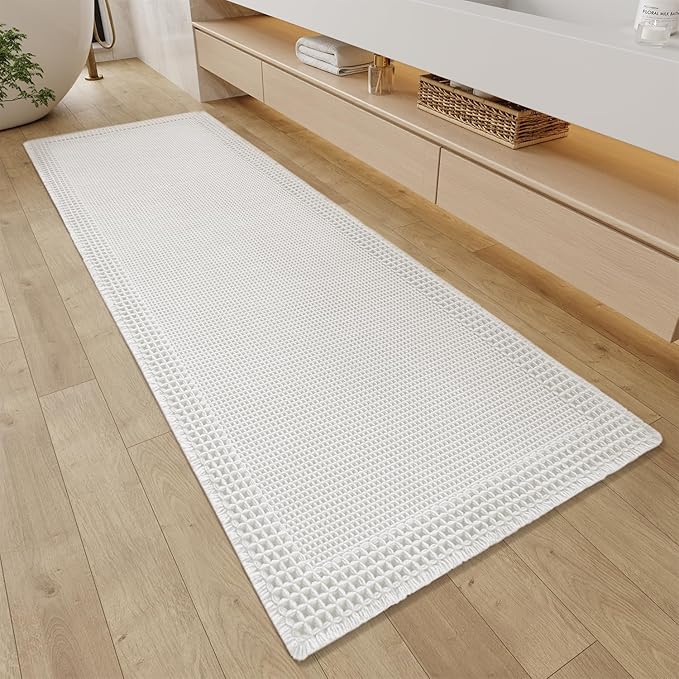 RESARE Waffle Bathroom Runner Rugs, Super Absorbent Bath Mat Non Slip Washable by Resare