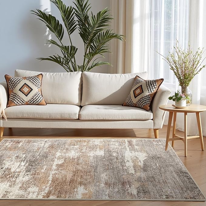 3x5 Washable Entryway Area Rug: Modern Abstract Small Runner Rug Indoor Soft - Image 2