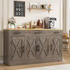 Vongrasig Buffet Cabinet with Storage, Farmhouse Coffee Bar Cabinet with Drawers, 53” Large Modern Sideboard Buffet with Adjustable Shelves for Kitchen, Dining Room, White