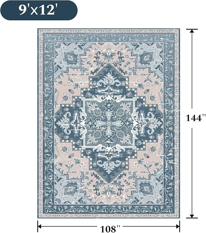 Rugflix 9x12 Area Rug for Living Room, Machine Washable Area Rugs - Image 2