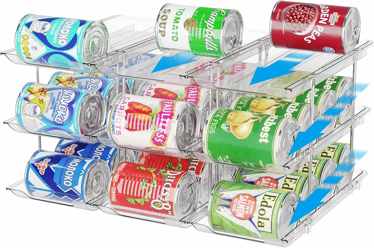 Can Organizer for Pantry 3 Tiers Rolling Can Storage Cupboard