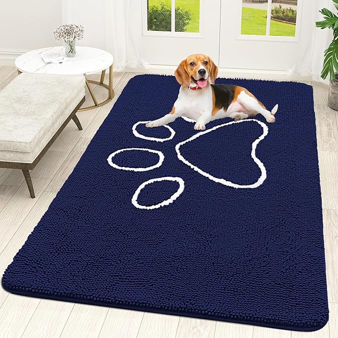 OLANLY Dog Door Mat for Muddy Paws 59x35, Paw Print Design, Absorbs Moisture by OLANLY