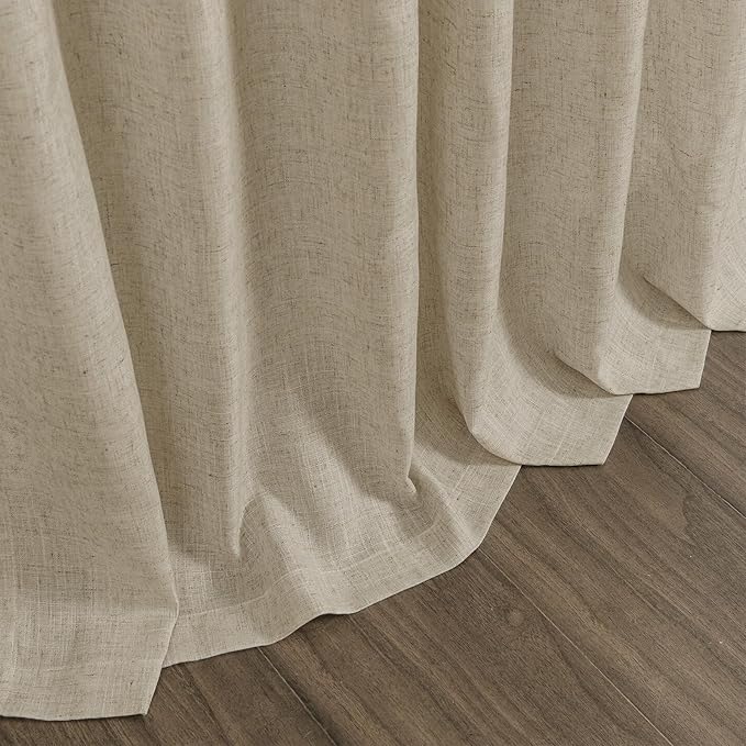 Eggshell Beige Linen Curtains for Living Room 126 Inches Long Light Filtering - Image 9