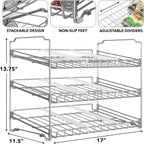 Simple Houseware Stackable Can Rack, Silver, Adjustable Plastic Dividers, Holds 36 Cans