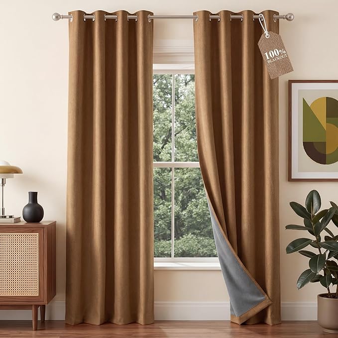 NICETOWN 100% Absolutely Blackout Linen Curtains by NICETOWN