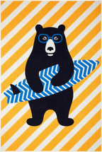 Home Dynamix Everwash Imagine Surfer Bear Kids Machine Washable Area Rug, Gold/Blue, 3'x5'