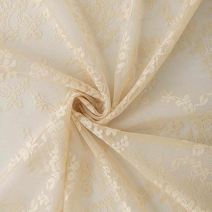 YJ YANJUN Vintage Lace Curtains-Victorian Floral Sheer 80 inch Long Curtains - Image 6