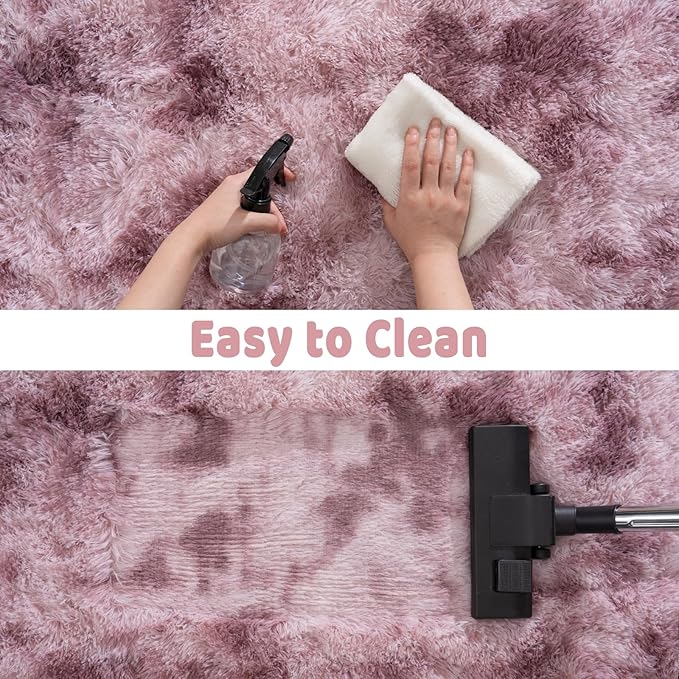 Soft Runner Rugs for Bedroom Hallways, 2x4 Tie-Dyed Grey Purple Fluffy Shag - Image 8
