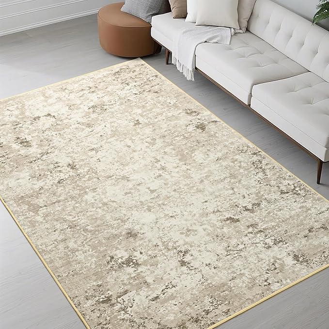 Toneed Abstract Area Rug Modern Washable Rug Soft Non Slip Rug Low Pile by Toneed