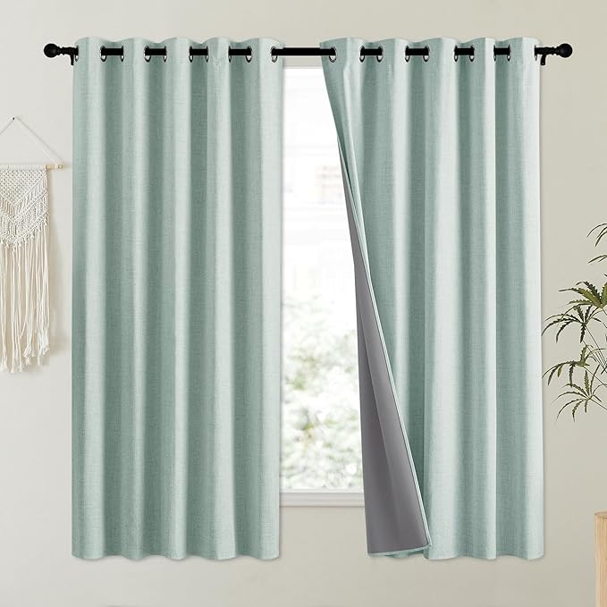 NICETOWN 100% Absolutely Blackout Linen Curtains - Image 2