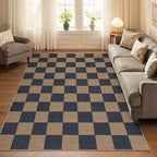 Lahome Colette Checkered Easy Jute Living Room Rugs, 5x7 Dining Room Office Rug - Image 2