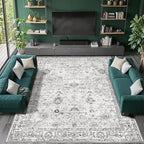 Grey White Area Rugs 5x8 for Living Room Bedroom, Non-Slip Washable Rugs Stain - Image 4