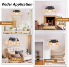 Vintage Vanity Lights, 2‑Light Antique Matte Black Finish