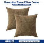 MIULEE Pack of 2 Coffee Throw Pillow Covers 18x18 Inch Soft Chenille Pillow - Image 6