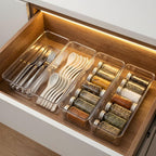Hudgan 4 Clear Pantry Organizer Bins for Kitchen Drawer, Refrigerator