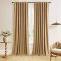 Guken 100% Blackout Linen Curtains 120 Inch Length 2 Panels Set by Guken