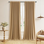 Guken 100% Blackout Linen Curtains 120 Inch Length 2 Panels Set by Guken