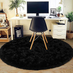 3'x3' Black Round Rug for Bedroom, Ultra Soft Fluffy Circle Rug for Kids Girls - Image 7