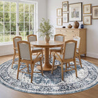 AMADA HOMEFURNISHING Round 6ft Area Rugs, Low-Profile Washable Rug - Image 2