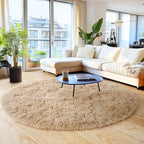 5'x5' Beige Round Rug for Bedroom, Ultra Soft Fluffy Circle Rug for Kids Girls - Image 9
