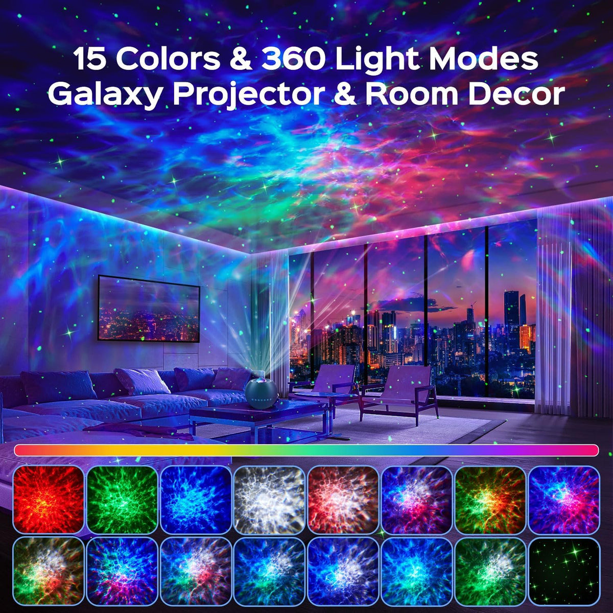 Galaxy Projector for Bedroom Star Projector for Bedroom,15-Color 15 White Noise Sound Machine for Sleep Galaxy Light Projector for Bedroom,Bluetooth Ceiling Star Lights for Bedroom,Teen Girl Gifts Boy