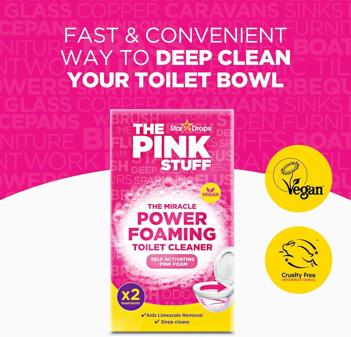 Stardrops The Pink Stuff Miracle Foaming Toilet Powder Kit