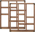 17.7x15.7-Inch Shadow Box Shelf 9-Slot Rustic Wood Floating Shelves Larger Shelf Lightweight Solid Wood Display(Set of 2,9C-Brown)