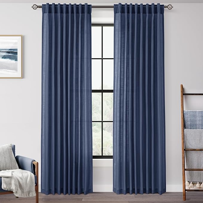Navy Blue Curtains 84 inch Length by Jolilight