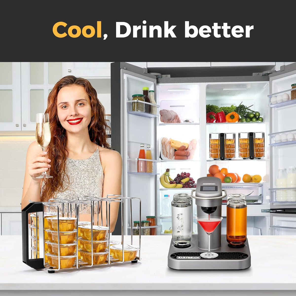 Cocktail Capsules Holder for Refrigerator,Storage for Bartesian Cocktail Capsule in Refrigerator , Hold Up to 30 Capsule Pods, 304 Stainless Steel
