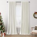 Ivory 100% Blackout Linen Curtains 144 Inch Length 2 Panels Set by Guken