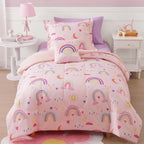 Twin Comforter Set for Girls-3 Pieces Rainbow Glow in the Dark Twin Bedding