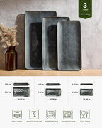 Famiware Serving Platters Set of 3 Sizes - Rectangular, Deep Forest