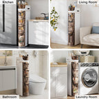 VECELO 4-Tier Slim Bathroom Storage Cabinet with Wheels, Skinny Bathroom Storage Cabinet with Drawers, Toilet Paper Holder, Movable Narrow Floor Cabinet for Small Space, Bathroom