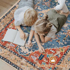 Area Rug 5x7 Washable Rug, Vintage Boho Medallion Rugs Non-Slip Soft Low Pile - Image 4