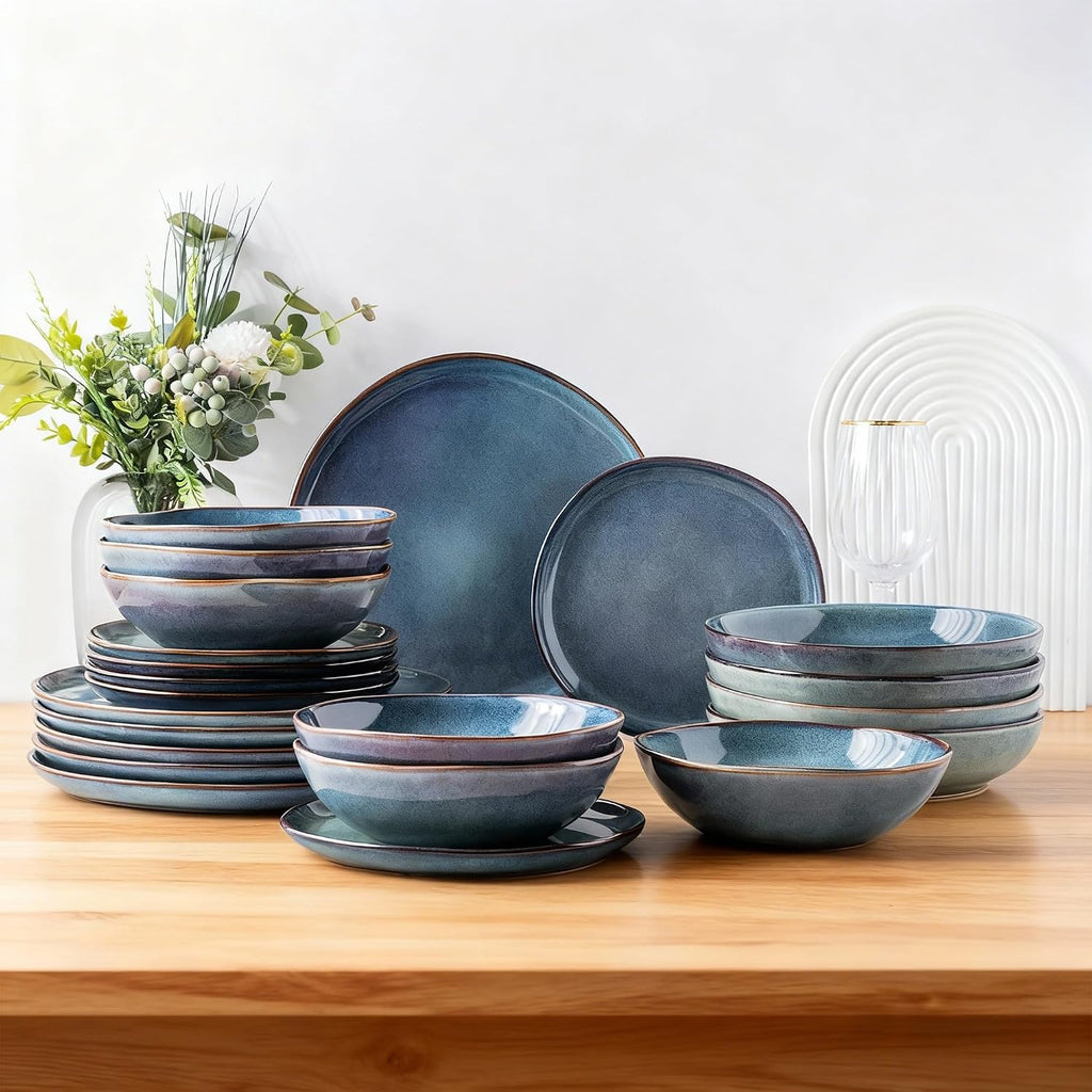 AmorArc Ceramic Dinnerware Sets for 6, 18Pcs Plates and Bowls Sets Dishes