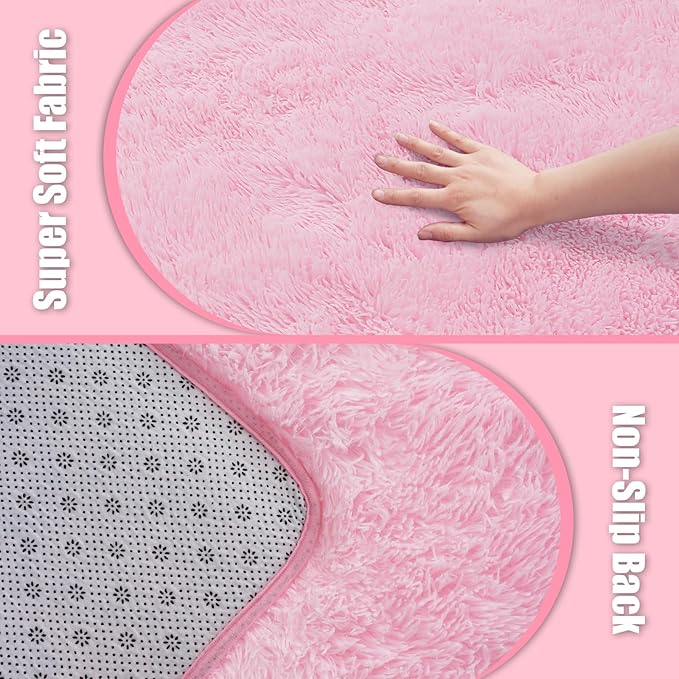 8x10 Fluffy Area Rugs for Living Room, Shag Area Rug for Bedroom, Soft Pink - Image 7