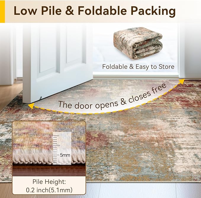 Washable Area Rugs 3x7 Non-Slip Modern Abstract Soft - Image 5
