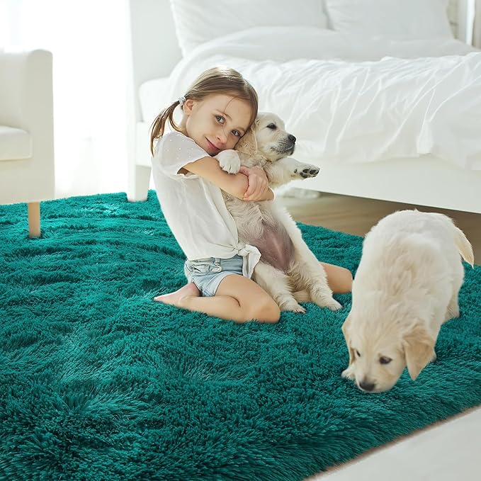 Amearea Blue and Green Shag Area Rug 4' x 5' - Image 8