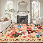 Area Rugs 9x12 Living Room Washable Rug Non Slip Floral Low Pile Large Rug by WelcometoBabovid