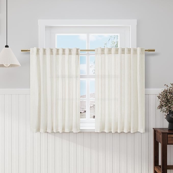 Nanspring Cream Natural Linen Curtains 47 Inch Length 2 Panels Set Boho by Nanspring