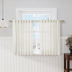 Nanspring Cream Cafe Curtains 48 Inch Length Set 2 Panel Back Tab Pocket Semi by Nanspring