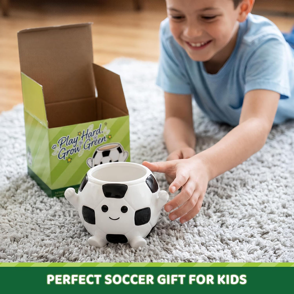 Soccer Face Plant Pots, 4 Inches Resin Planters, Cute Succulent Pot
