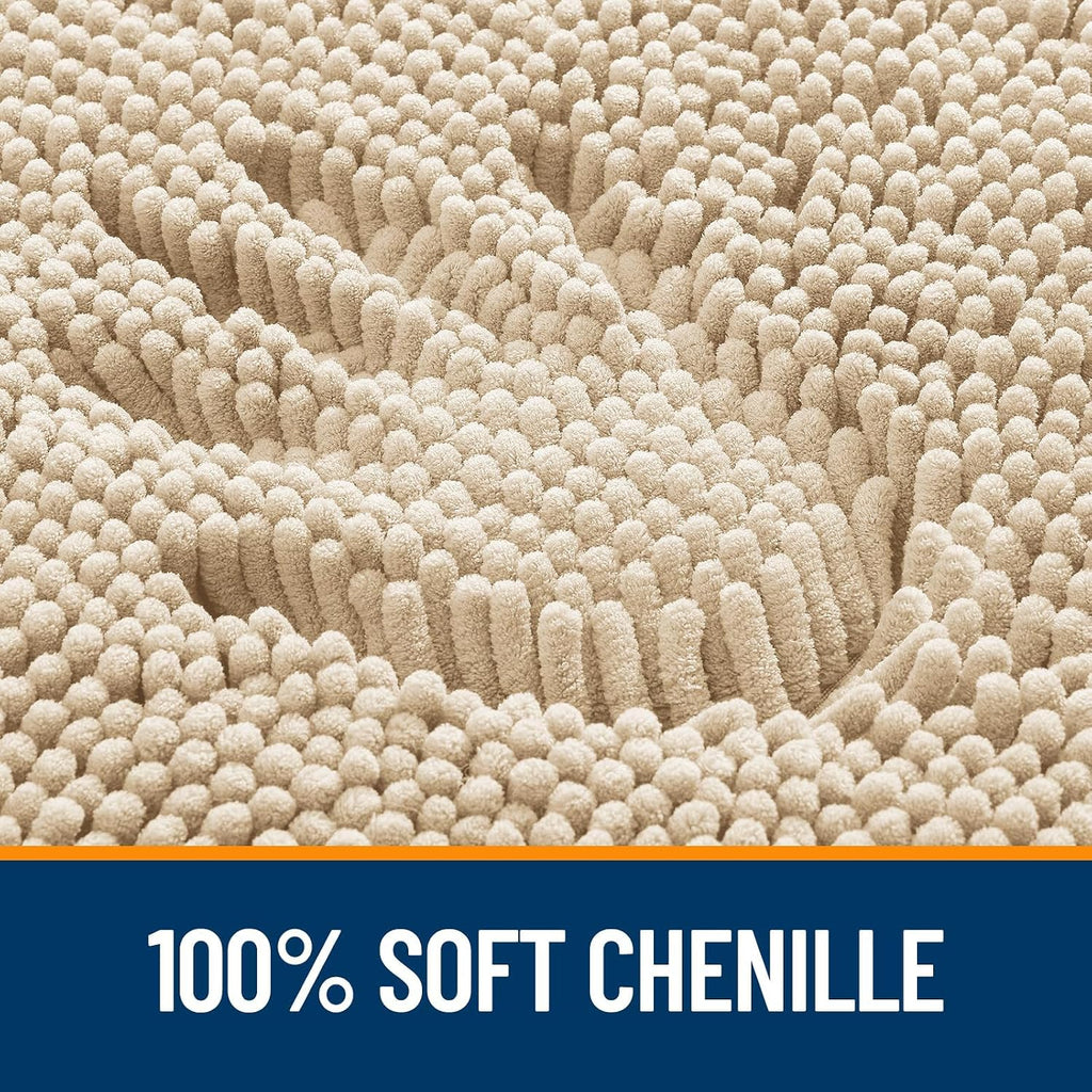 OLANLY Chenille Bathroom Rugs Sets 3 Piece, 30"x20"+24"x16"+24"x20", Beige