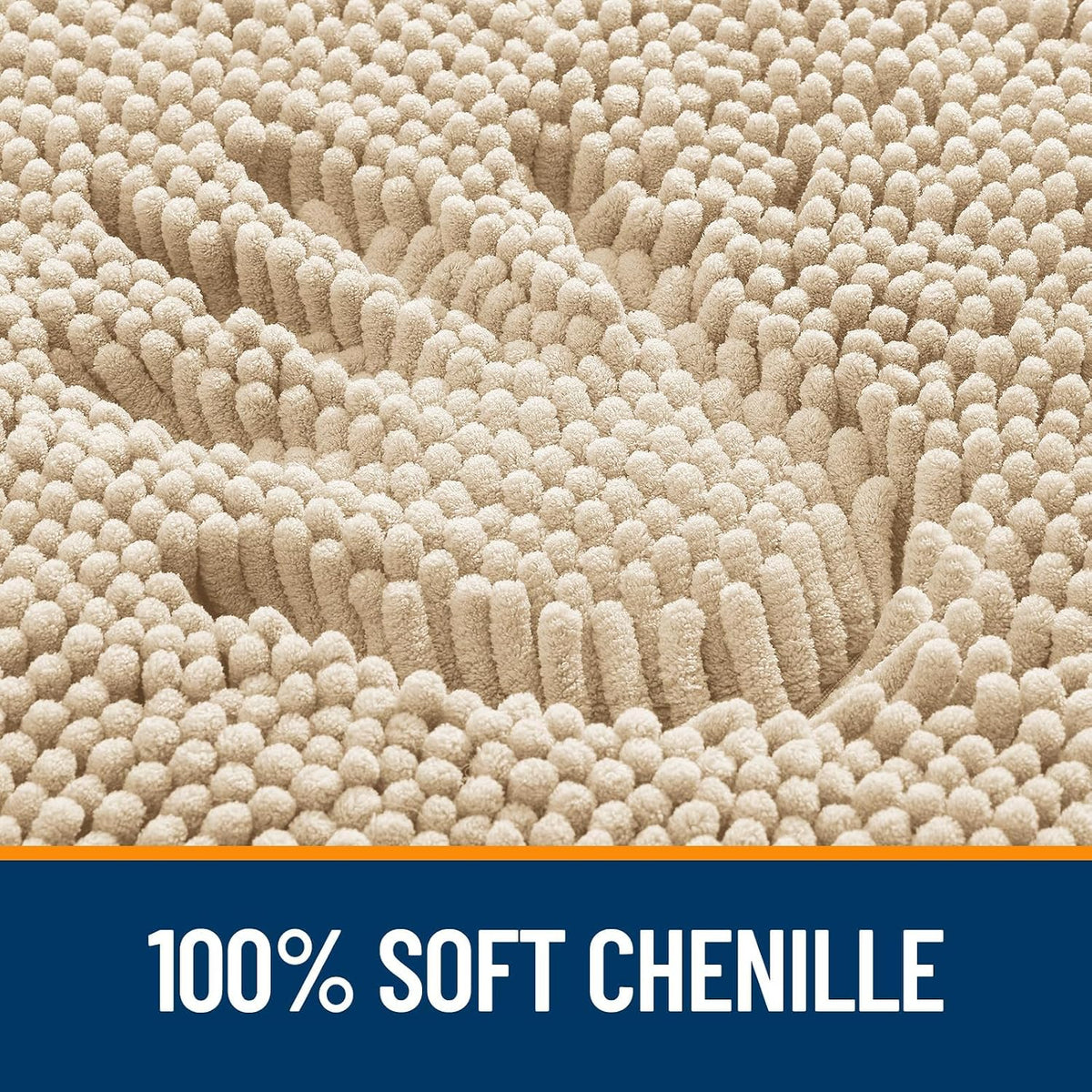 OLANLY Chenille Bathroom Rugs Sets 3 Piece, 30"x20"+24"x16"+24"x20", Beige