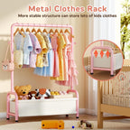 Kids Clothing Rack with Storage Shelf, Kids Dress Up Storage