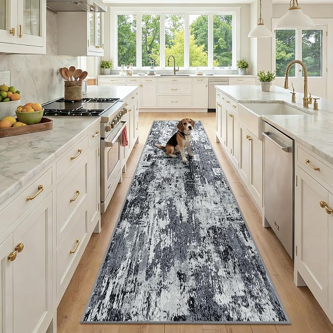 Washable Area Rugs 2'6''x10 Non-Slip Modern Abstract Soft by RELEANY