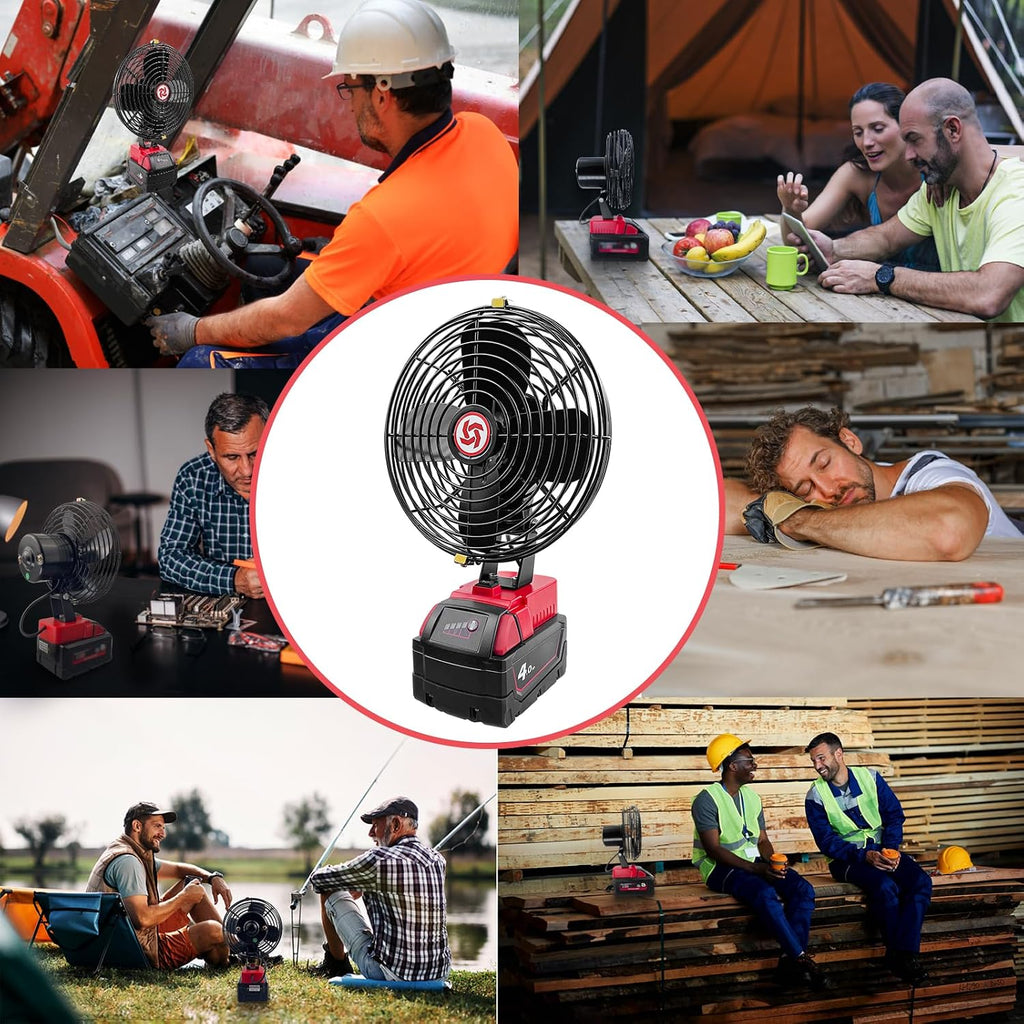 Portable Cordless Fan Compatible with Milwaukee 18V Battery,Battery-powered Cooling Fan for Workshop Outdoor Camping Travel,Powerful Air Circulation at Work,Jobsite Blower Bare Tool