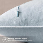 MIULEE Decorative Linen Euro Sham Pillow Covers 22x22 Inch Light Blue Boho - Image 3